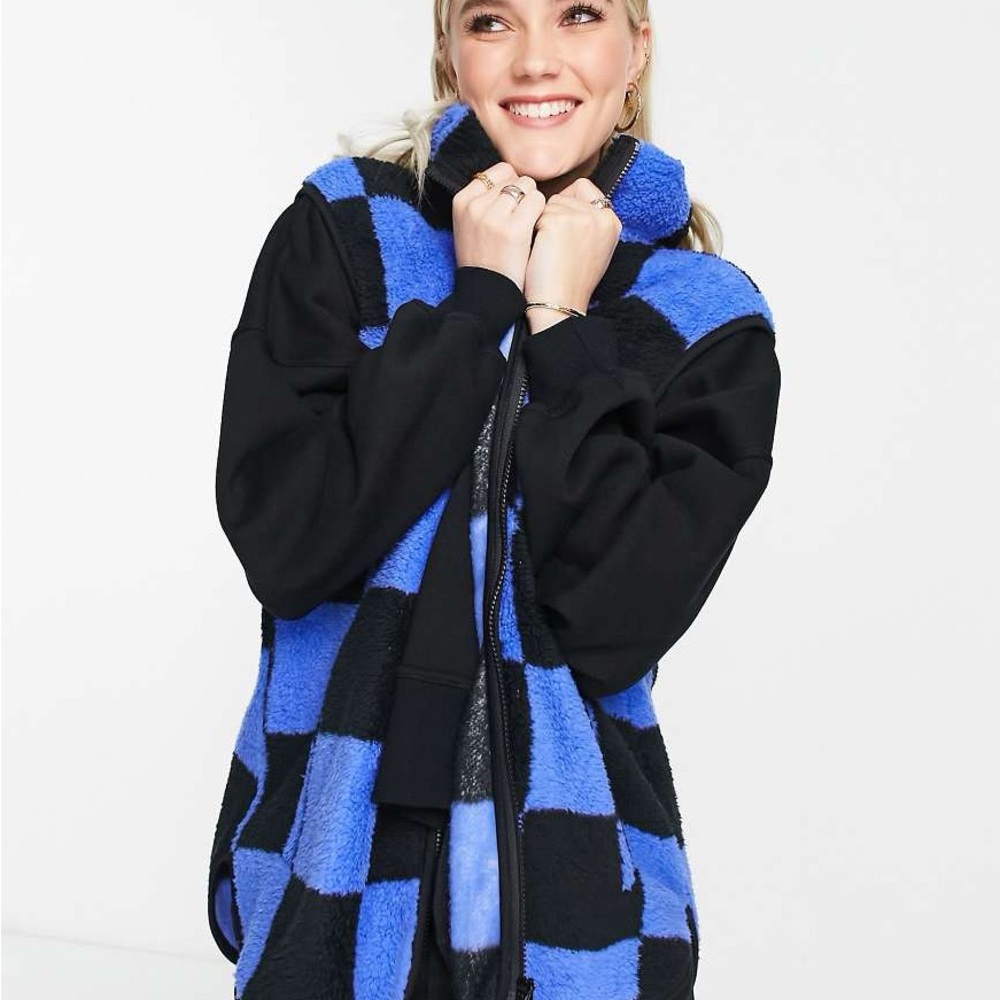 Blue and Black Checkered Women's Vest